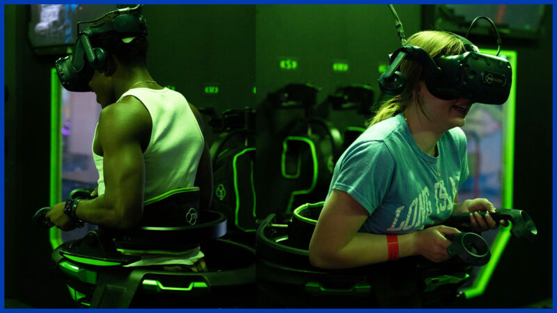 Guest playing in the Omni virtual reality arena